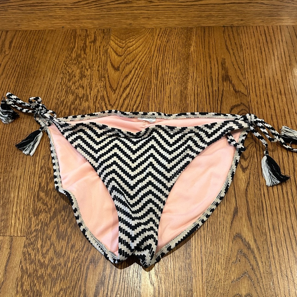 Black and Beige Chevron Pattern Bikini Bottom